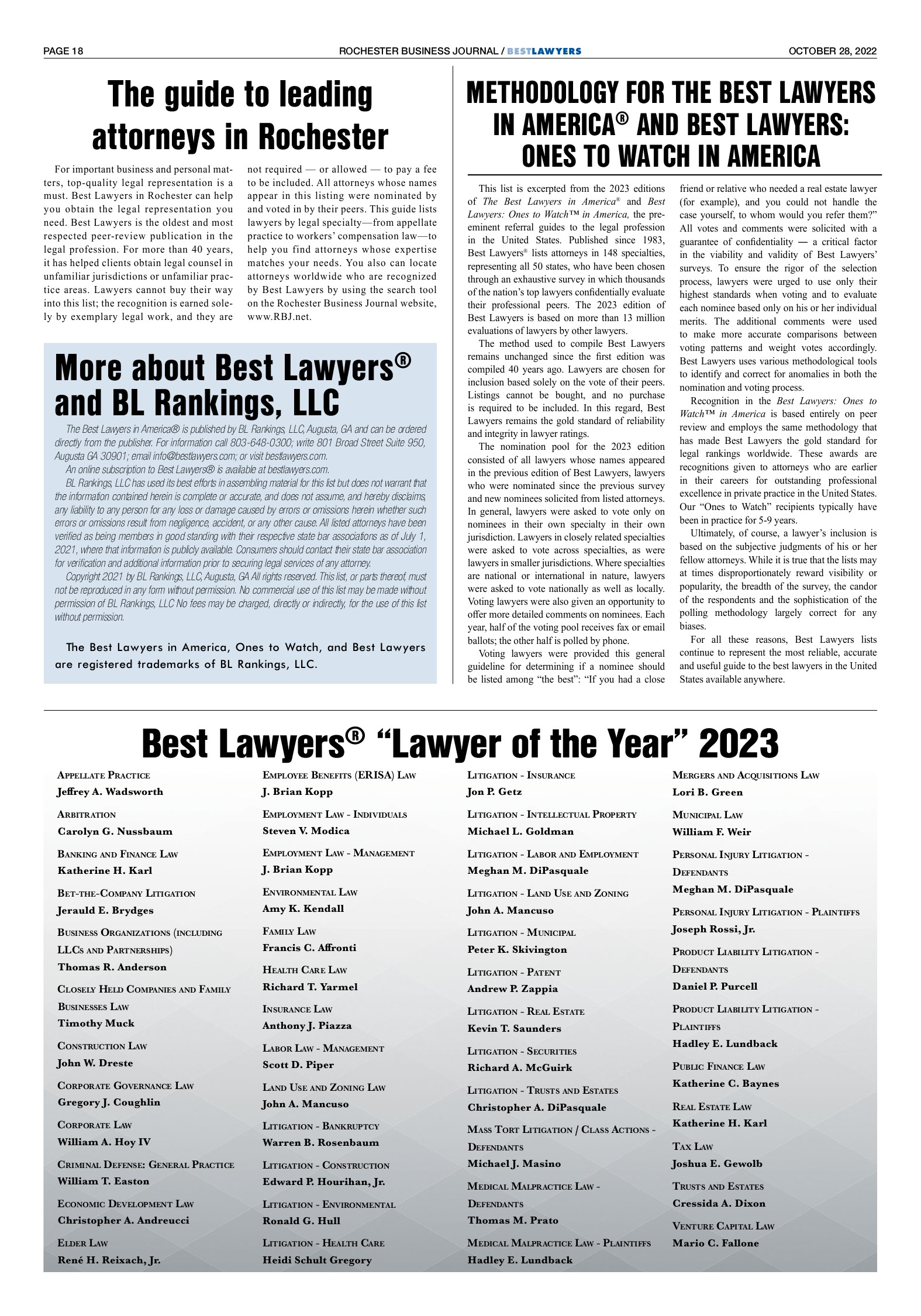 RBJ Best Lawyers 2023 | Rochester Business Journal