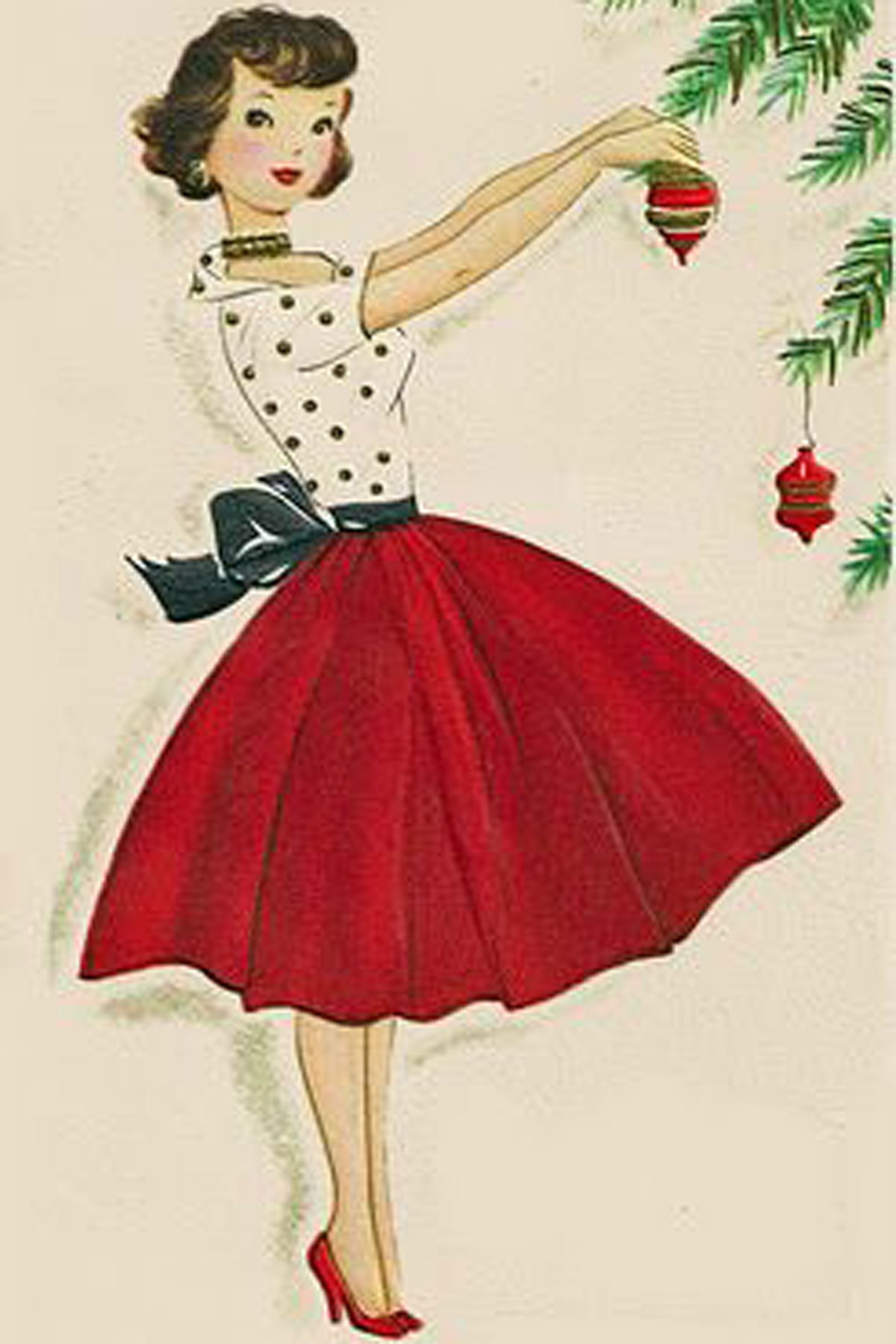 Vintage Christmas Cards - Paint the Gown Red