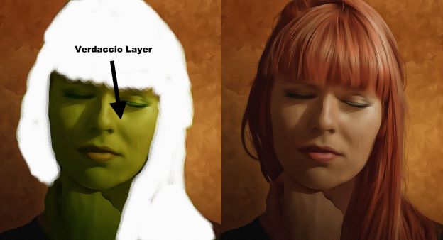 portrait painting showing monochrome verdaccio layer