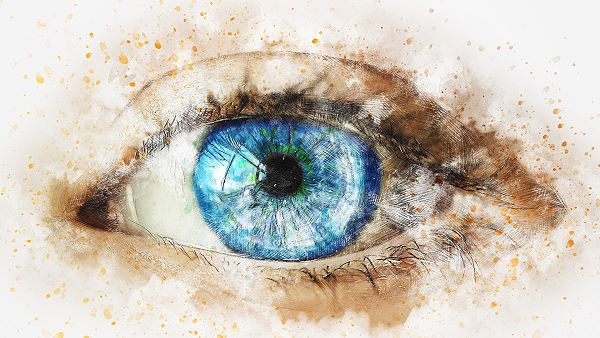 monochrome eye with spot color added
