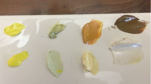palette with monochrome paint on it