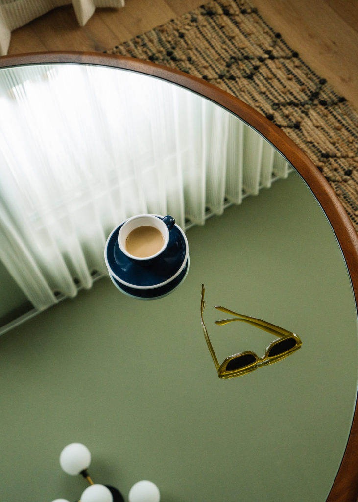 Palihotel Hollywood - mirrored coffee table with sunglasses and coffee drink