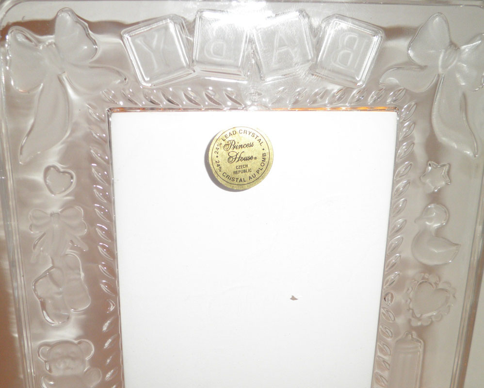 Princess House 24 Lead Crystal Decorated Baby Picture Frame made Czeck