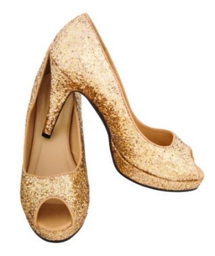 Zapatos Dorado Brilantes rubies