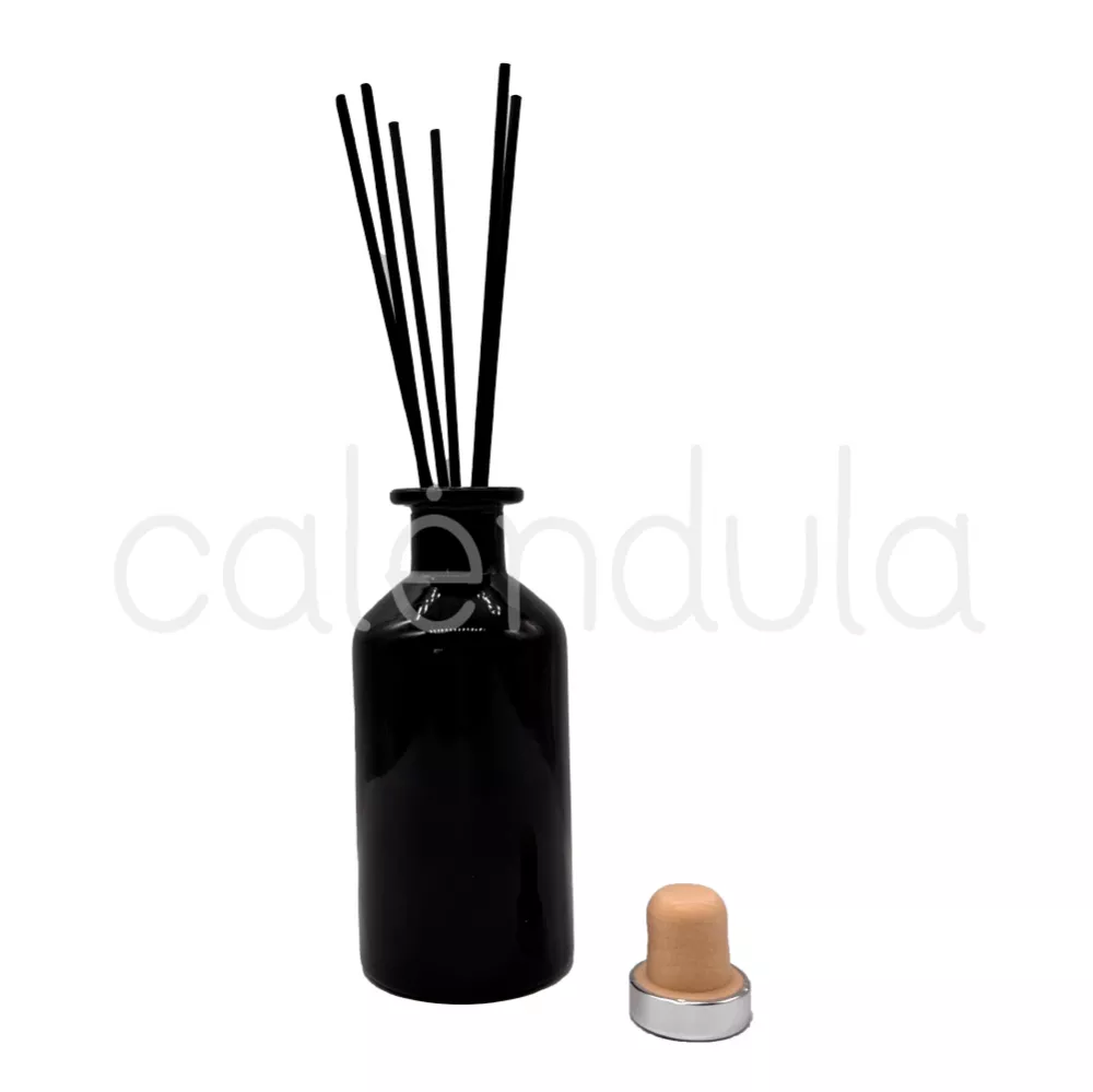 Mikado Vidrio Alto Negro c/ Tapón Plateado ULTIMAS UNIDADES