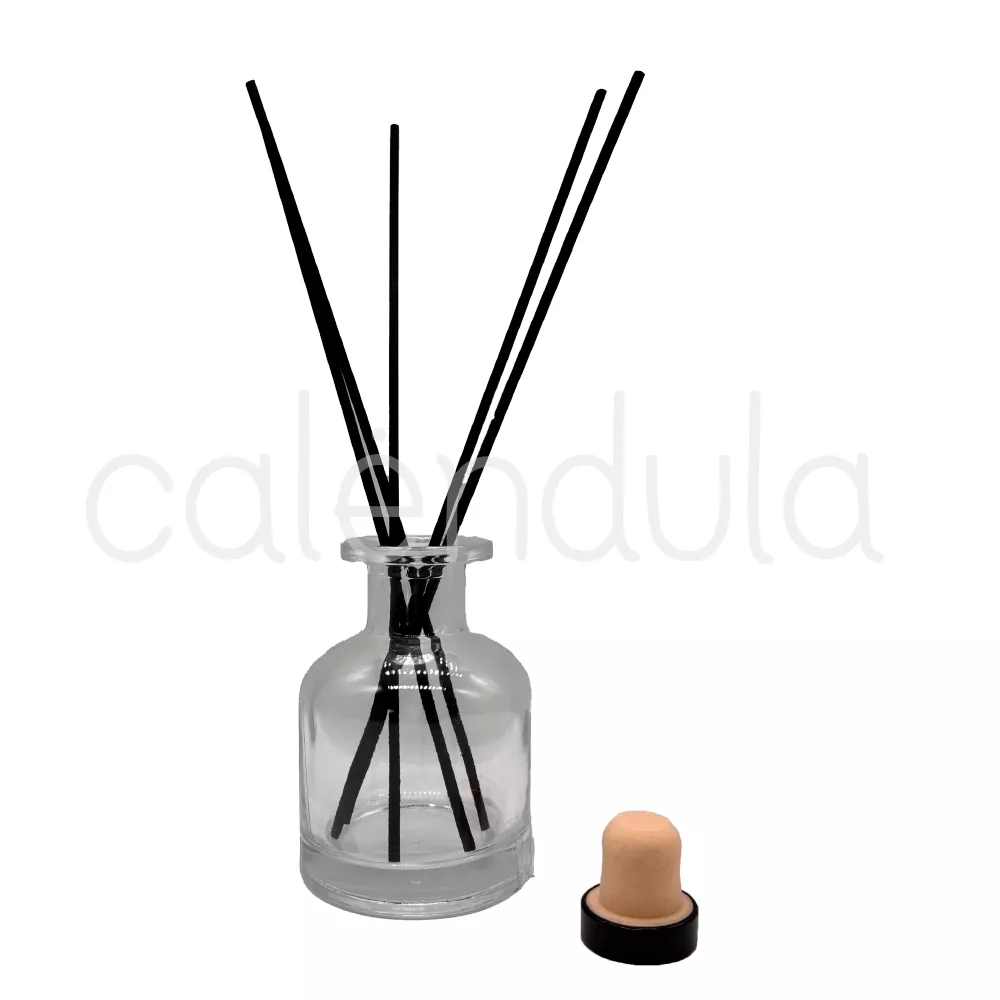 Mikado Vidrio Transparente c/ Tapón Negro Precio x unidad.