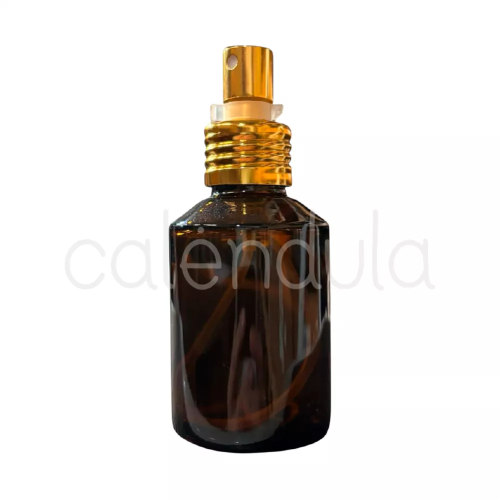 Envase Perfume Vidrio Ámbar Tapa Dorada 