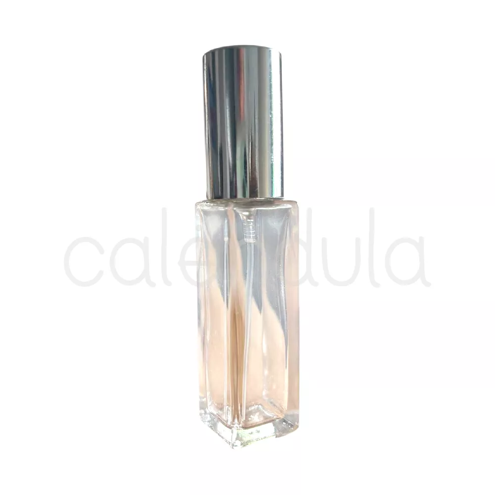 Envase Perfume Vidrio Natural Rectangular tapa plata Producto Nuevo