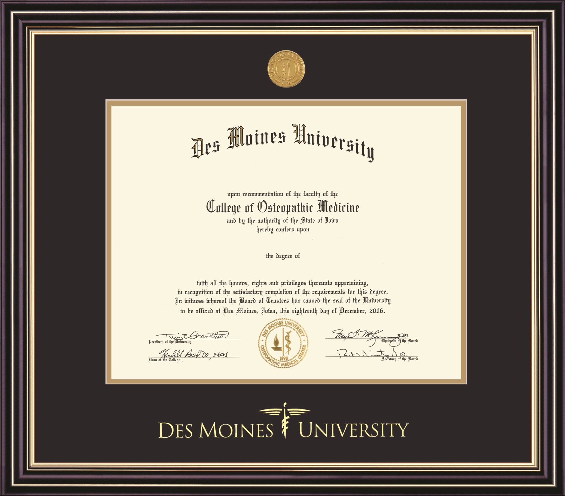 Matthews DMU Bookstore PRESTIGE DOCTORATE DIPLOMA FRAME WITH