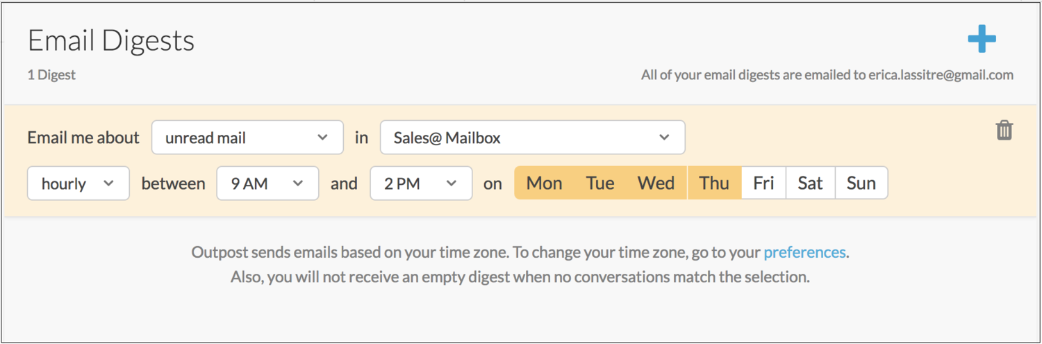 email digests in Outpost