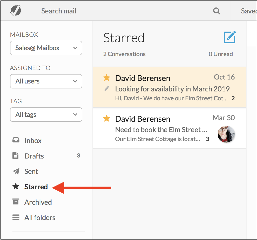 starring email in Outpost