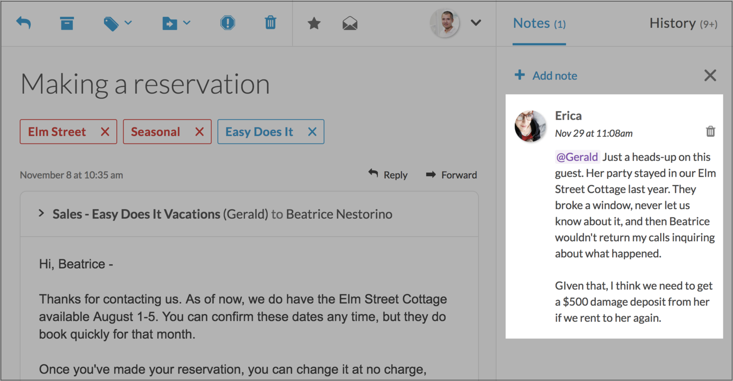 email internal notes