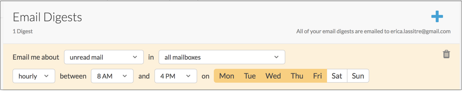 Email digest admin configuration