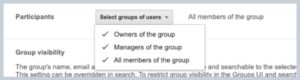 Modify the participants dropdown in your Google Group to set up the types of users available.