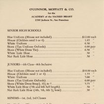 O'Connor, Moffatt & Co uniform price list  pg. 1