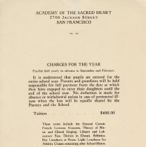 Tuition Charges for the Year circa 1930s