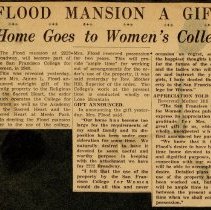 "Flood Mansion a Gift! Home Goest to Women's College"