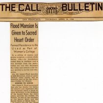 "Flood Mansion is Given to Sacred Heart Order"