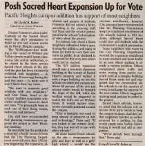 "Posh Sacred heart Expansion Up for Vote," SF Chronicle