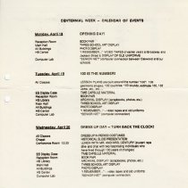 Centennial Week Calendar of Events P1