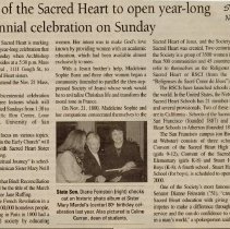 "Society of the Sacred Heart to open year-long bicentennial celebration..."