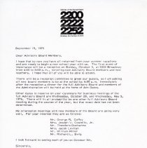 Important upcoming Advisory Board events for the 1975-1976 school year.