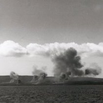 US Navy planes bombing beach.