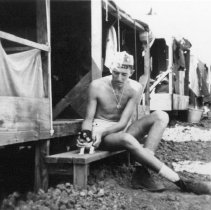 UDT 18 member Joe Anlauf and Team mascot Marco Polo