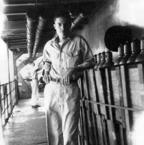 #24 OIC NCDU21 LTJG W.R. Hilker aboard the USS Bolivar APA 34 heading home