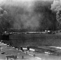 USS Shaw, rt ctr; USS Oglala, on side in front; USS Helena, lt ctr.