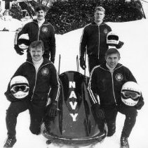 Navy Bobsled team with sled