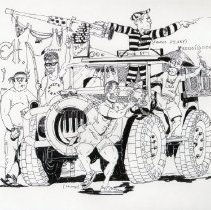 Caricature drawing of  Delta Platoon, ST-5  in Iraq