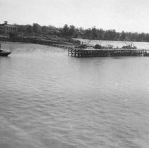 One of the wharves at Akyab, showing a sunken vessal