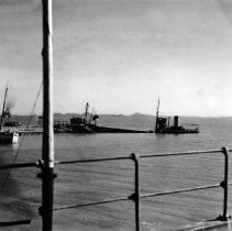 a small lighter that was sunk near the warf, Akyab Burma