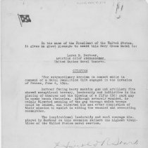 Letter from Admiral Harold Stark awarding Navy Cross to Loran E. Barbour