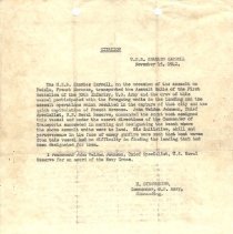 Documents related to Navy Cross award of John Weldon Johnson