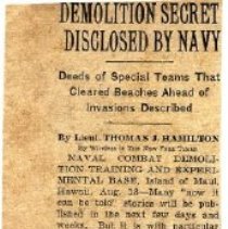 News articles about Naval Combat Demolition