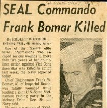 Frank W. Bomar dies in Vietnam Action