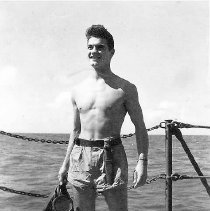 Swimmer With Fins And Mask On Ship