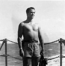 Swimmer With Knife, Fins And Mask On Ship