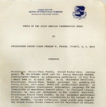 Charles Frable Joint Service Commendation Medal Citation