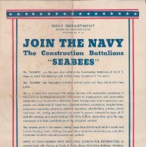 Recruitment flyer on back of Seabees song