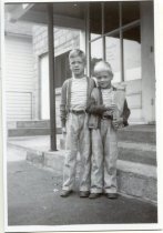 Wayne and Glen Barth waiting for the school bus 1947