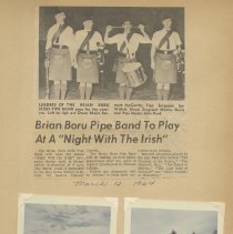 Two Photos and a newspaper clipping showing the Brian Boru Irish Pipe Band
