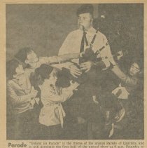 Newspaper photo and caption from February 196 showing Charles Russell of th