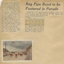 Scrapbook page featuring article about a performance by the Brian Boru Iris
