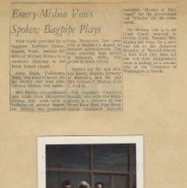 Newspaper clipping and photo relating to the wedding of Kathleen Emery and