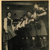 Newspaper Photo of Florence Hart with the Brian Boru Irish Pipe Band