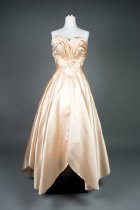 Strapless pink slipper satin ball gown, Catalog Number 1992.18.2