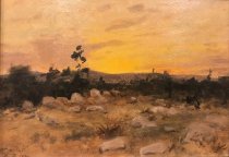 Sunset Behind Hope Ranch Hills, January 1920
